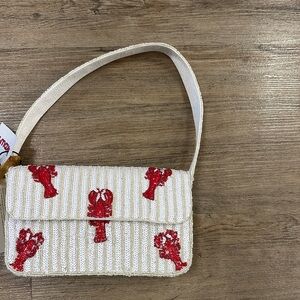 Stylish Cream and Red Handbag